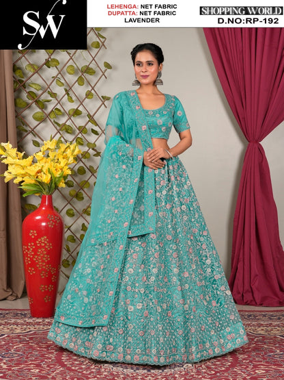 Designer  Net Fabric purple pink lehenga