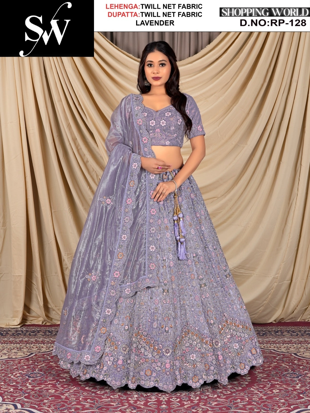 Fabulous Twill Net Fabric Lavender Lehenga