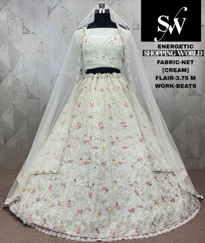 Atractiva lehenga de red color lavanda