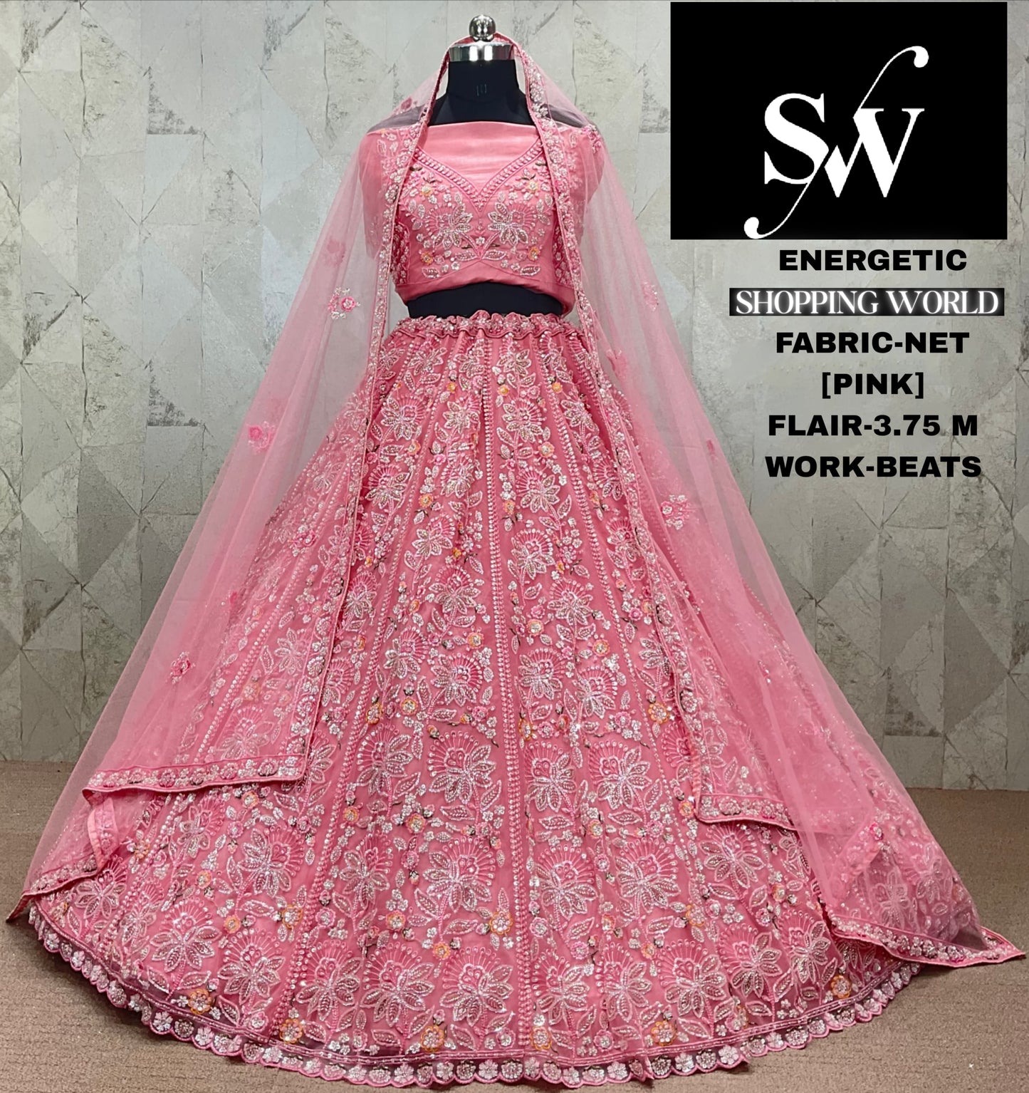 Atractiva lehenga de red color lavanda