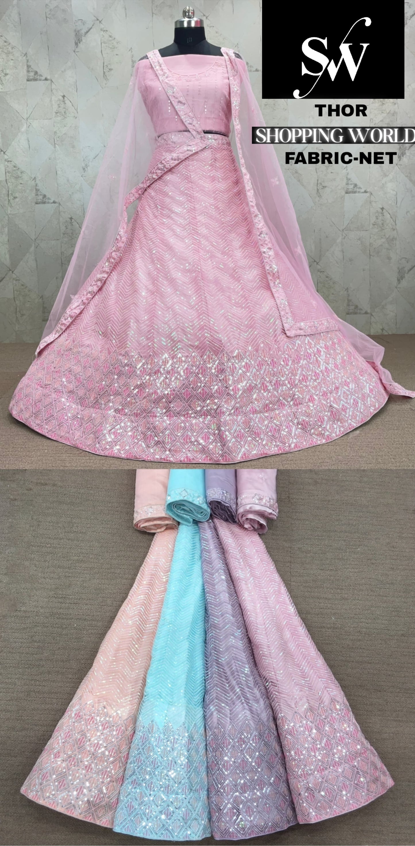 Attractive net pink Lehenga