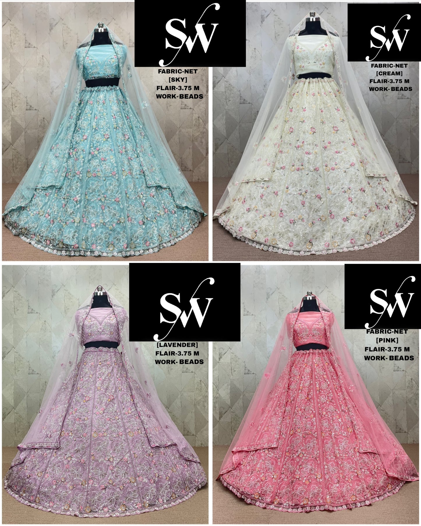 Atractiva lehenga de red color lavanda