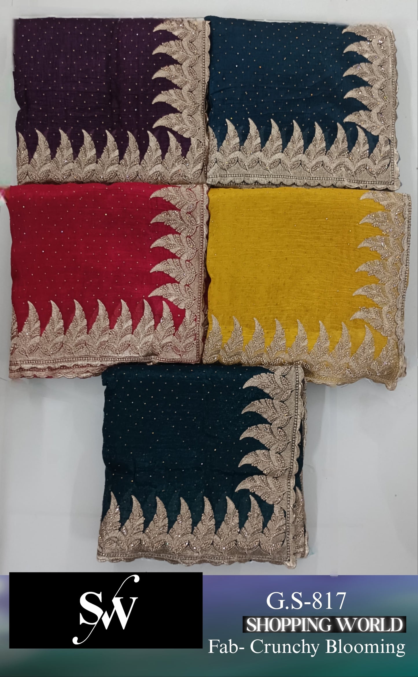 Lavishing Crunchy blooming maroon pink Navy blue yellow black Saree