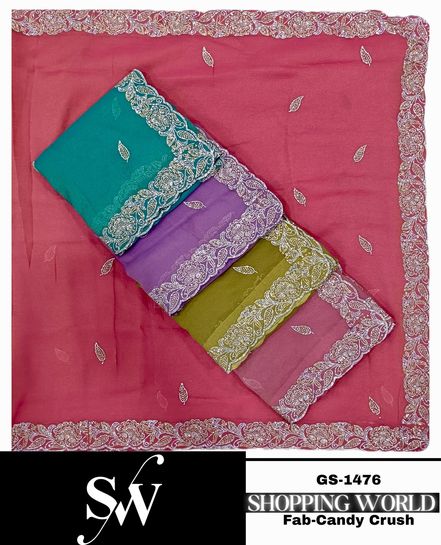 Elegant pink olive green blue Fabric Candy Crush