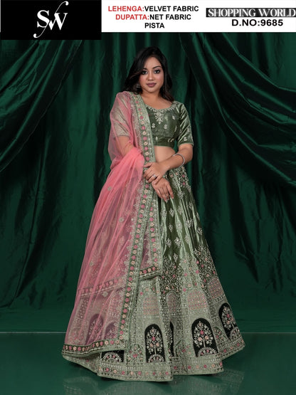 Lavishing pista green Net Lehenga
