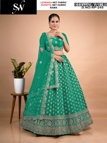 Khoobsurat Firozi Net Lehenga