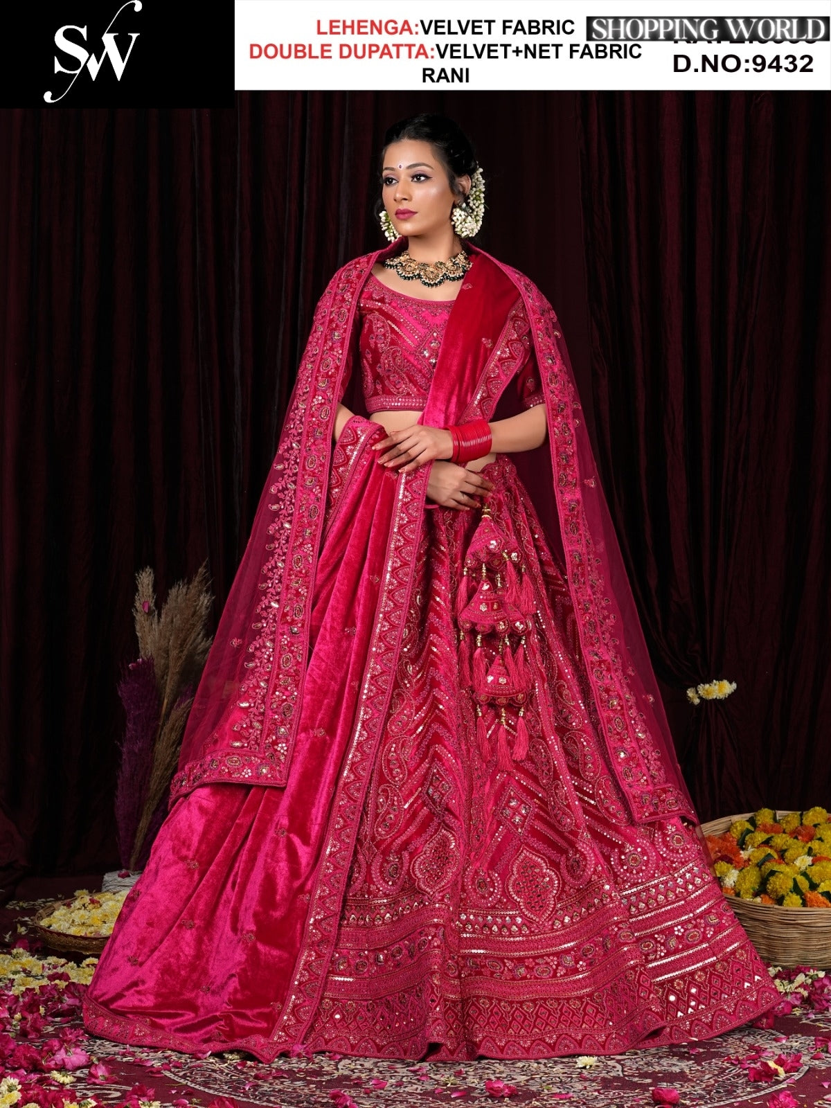 Majestic Rani pink Velvet Lehenga