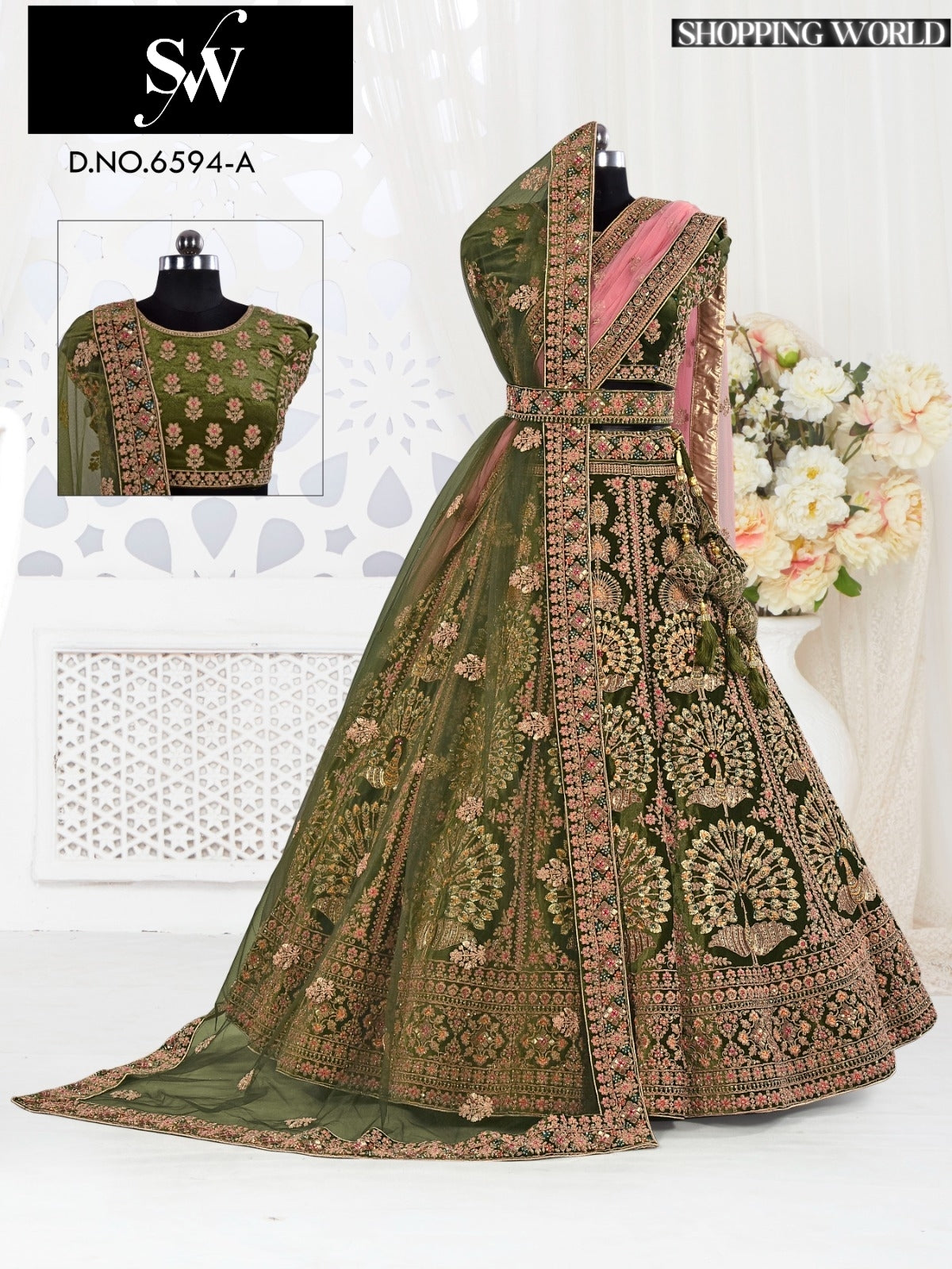 Increíble lehenga verde