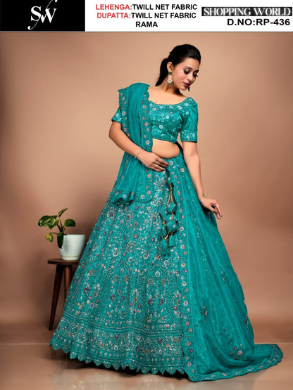 Awesome Brown Twill Net Lehenga