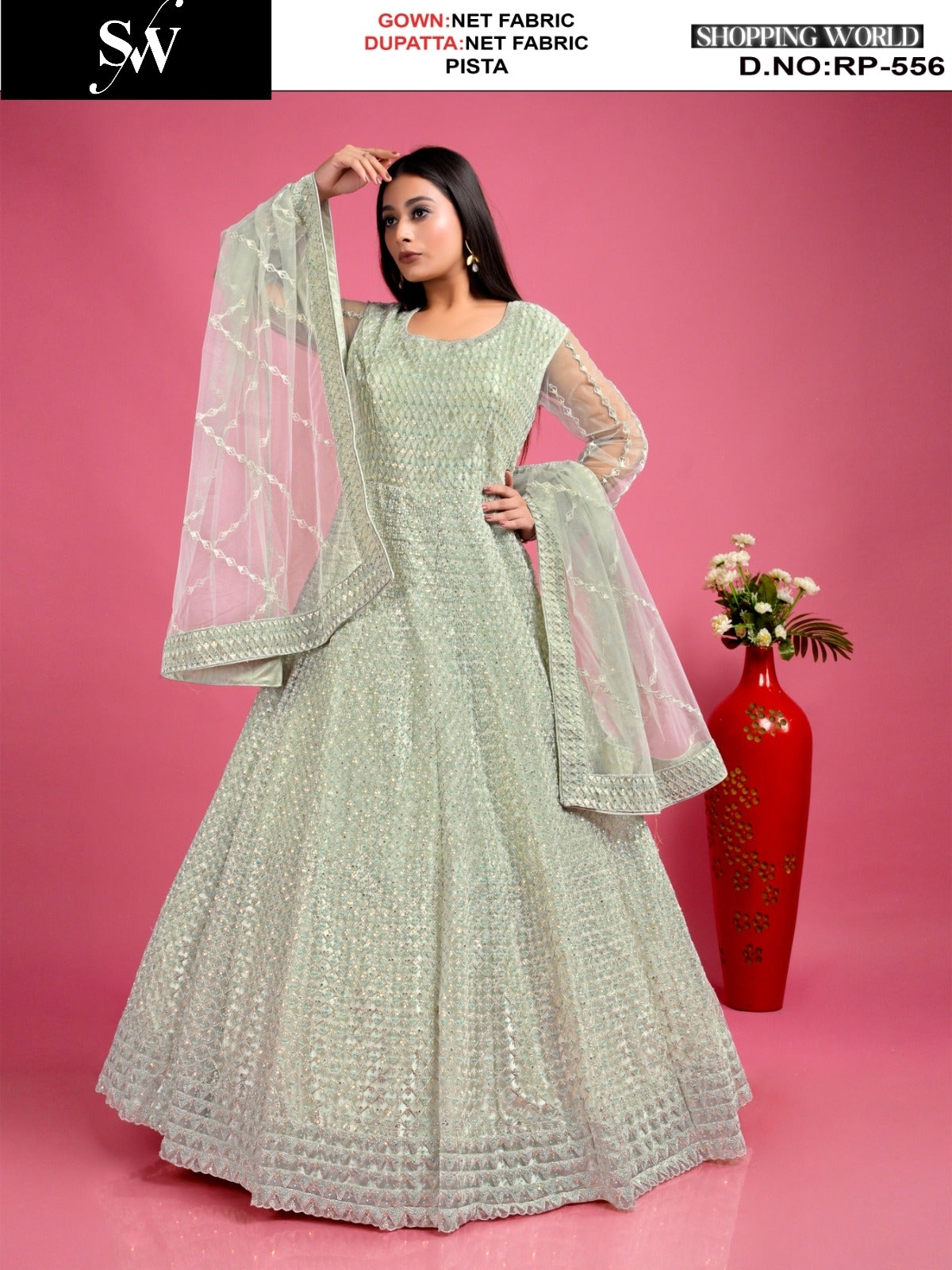 Awesome gajri pink Net gown dress