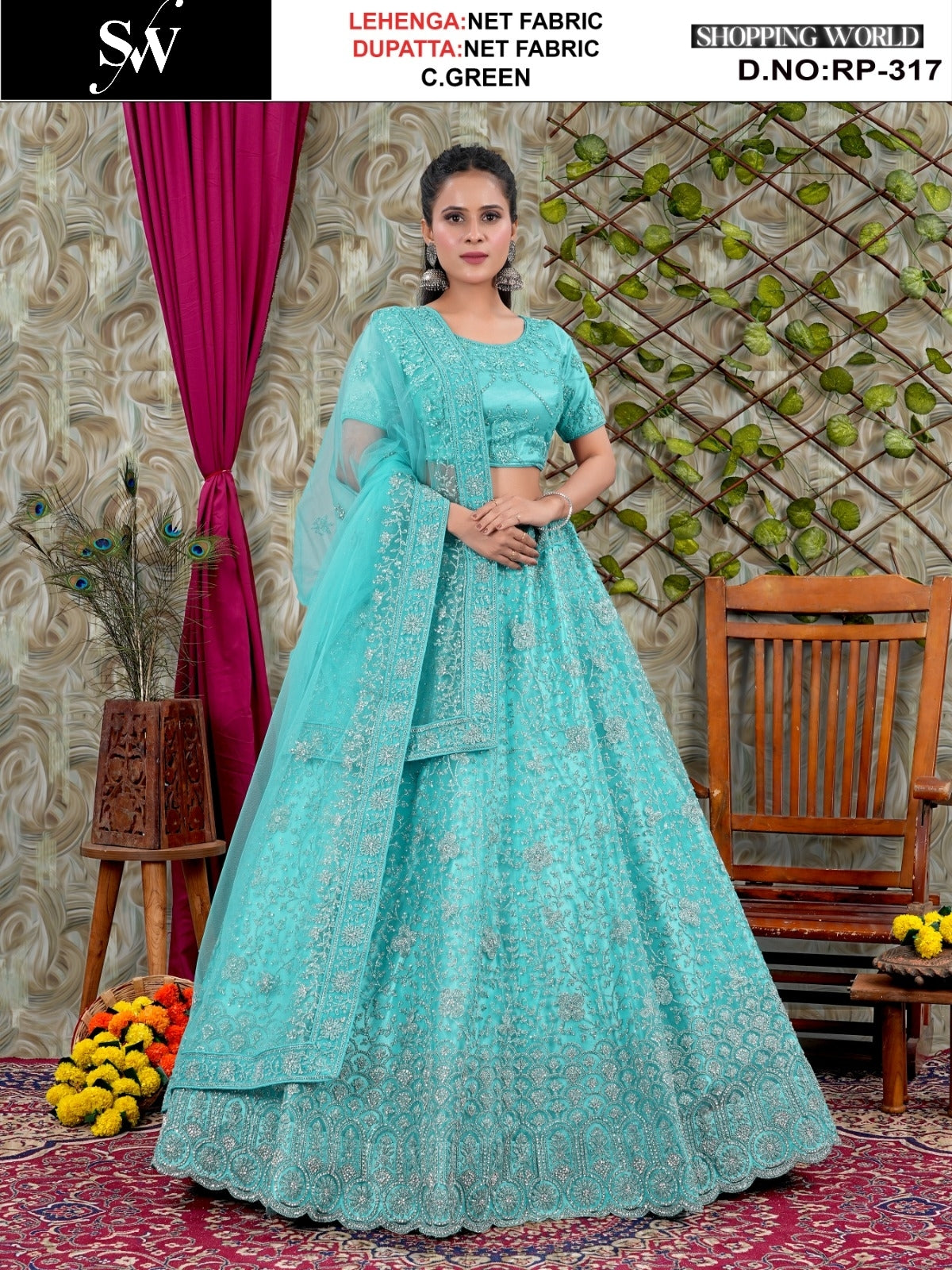 Cute Lavender Net Lehenga