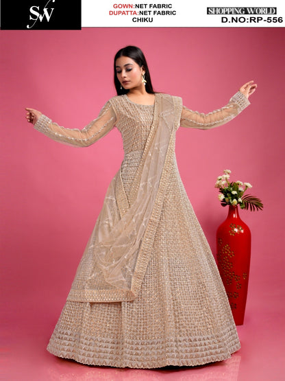 Awesome gajri pink Net gown dress