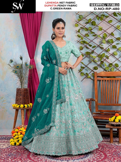 Tremendous yellow mehendi Net Lehenga