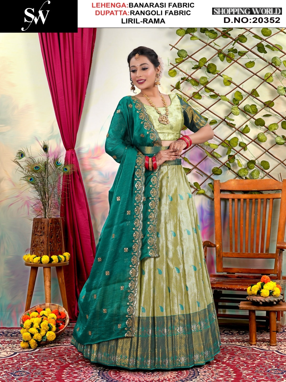 Beautiful Peach wine Banarasi Lehenga