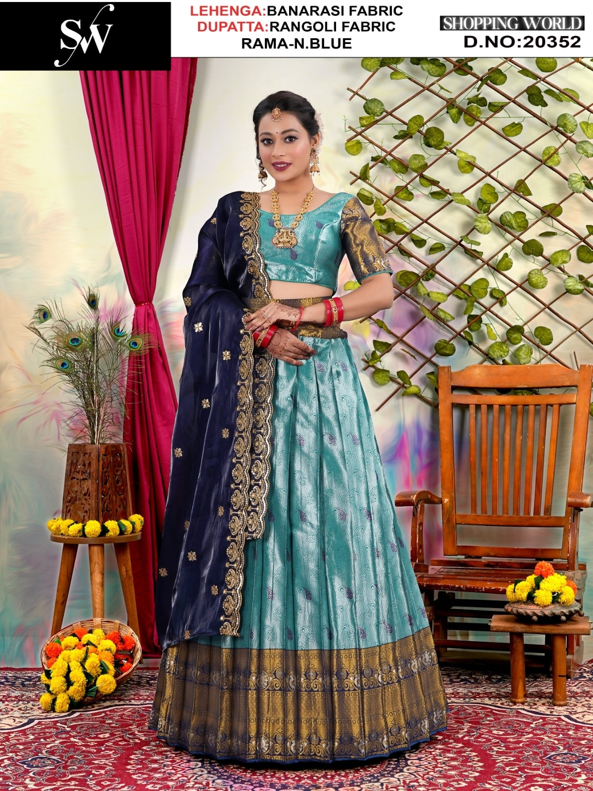 Beautiful Peach wine Banarasi Lehenga