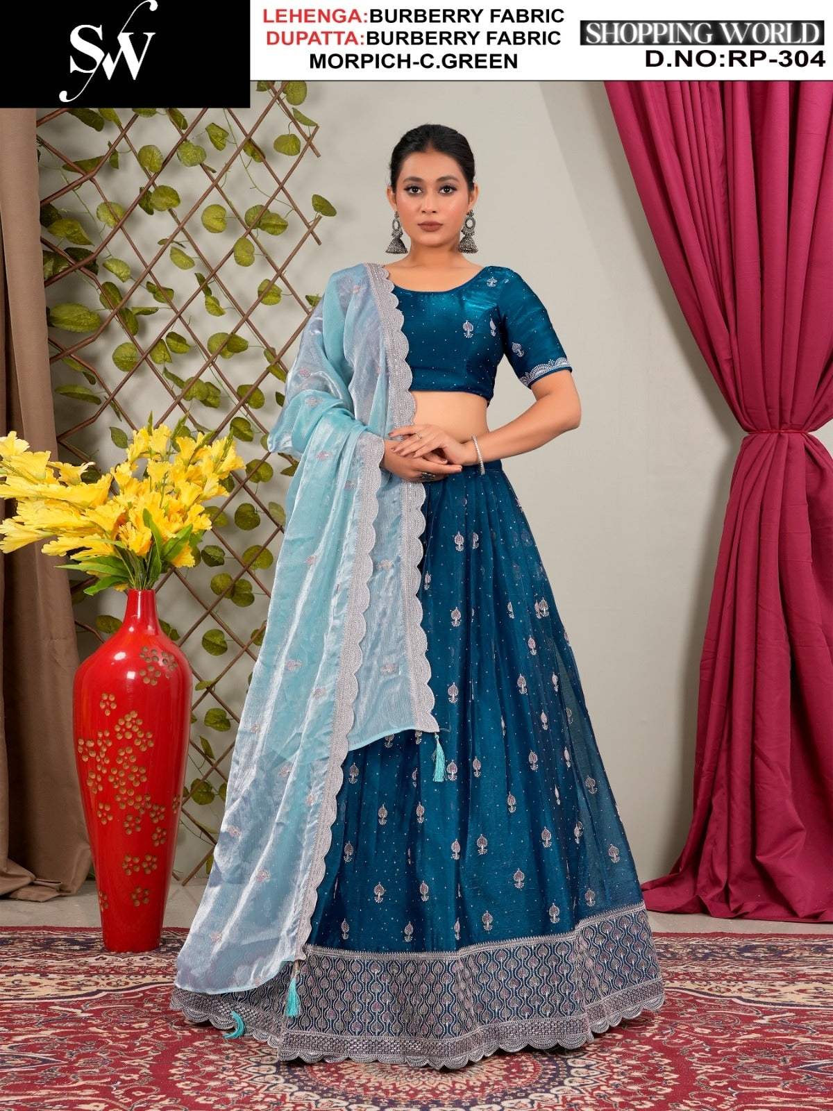 Awesome Dark purple peach Burberry Lehenga