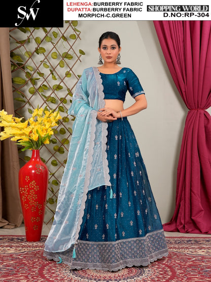 Awesome Dark purple peach Burberry Lehenga