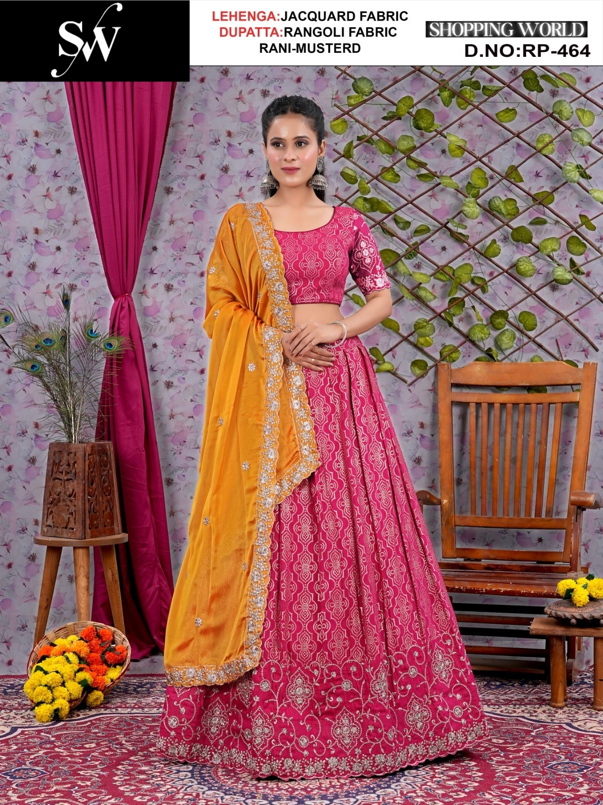 Elegant Mustard rama green Net Lehenga
