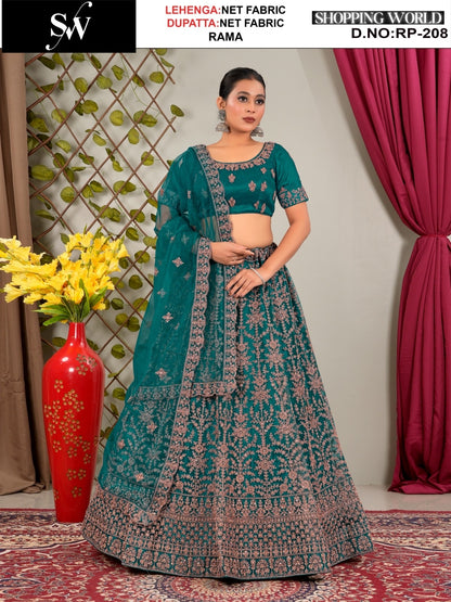 Charming firozi Net Lehenga