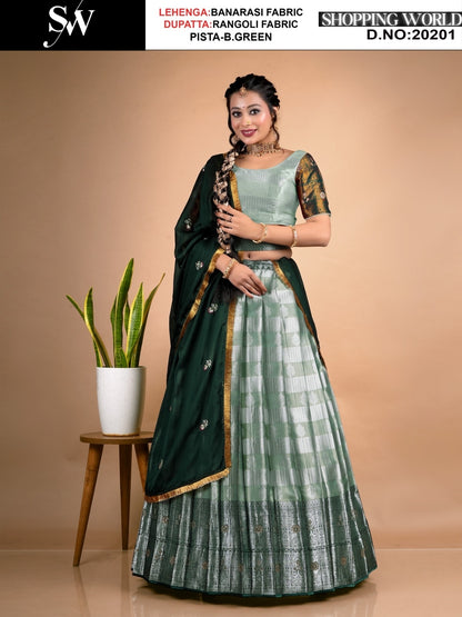Amazing Rama green wine   Banarasi Lehenga