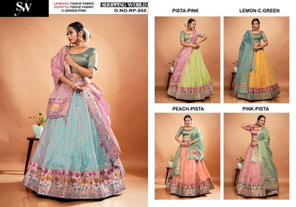 Lovely pista pink Tissue Lehenga