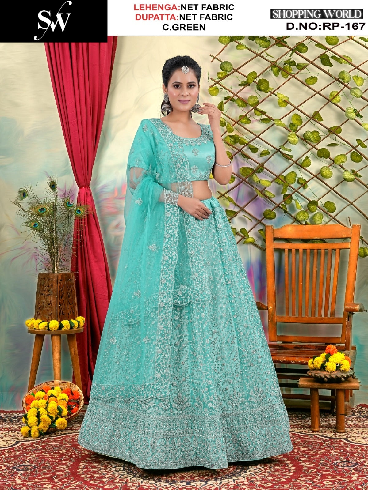 Gorgeous pista green Net Lehenga