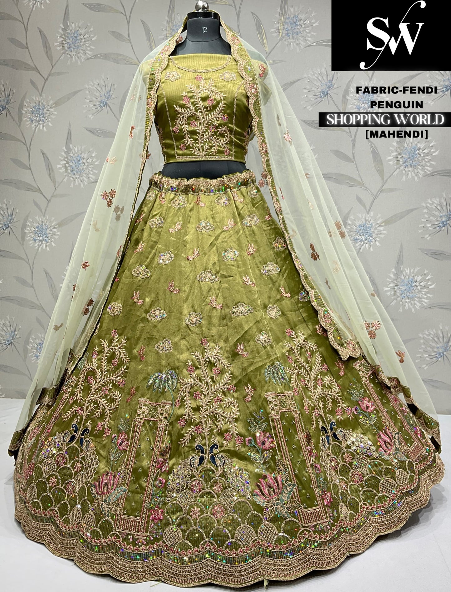 Pleasing mehendi green Fendi Penguin Lehenga