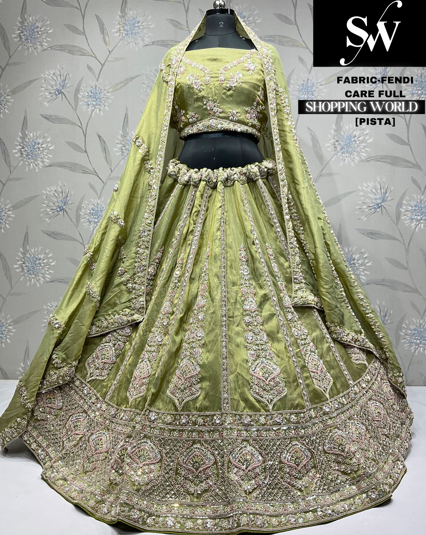 Gorgeous pista green Fendy Lehenga