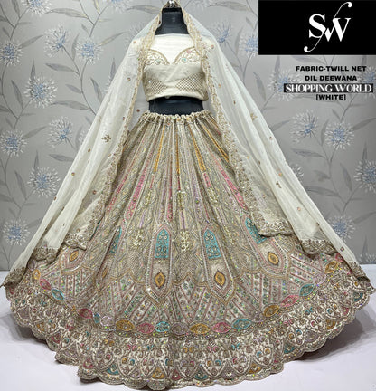 Tremendous pink bridal Lehenga Twill Net