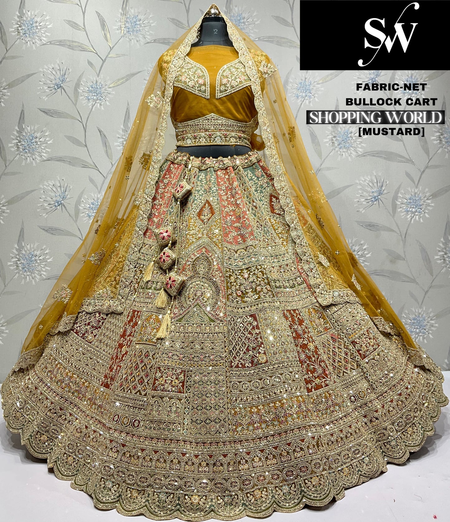Embellished wine net Lehenga