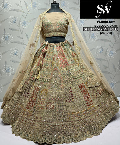 Embellished wine net Lehenga