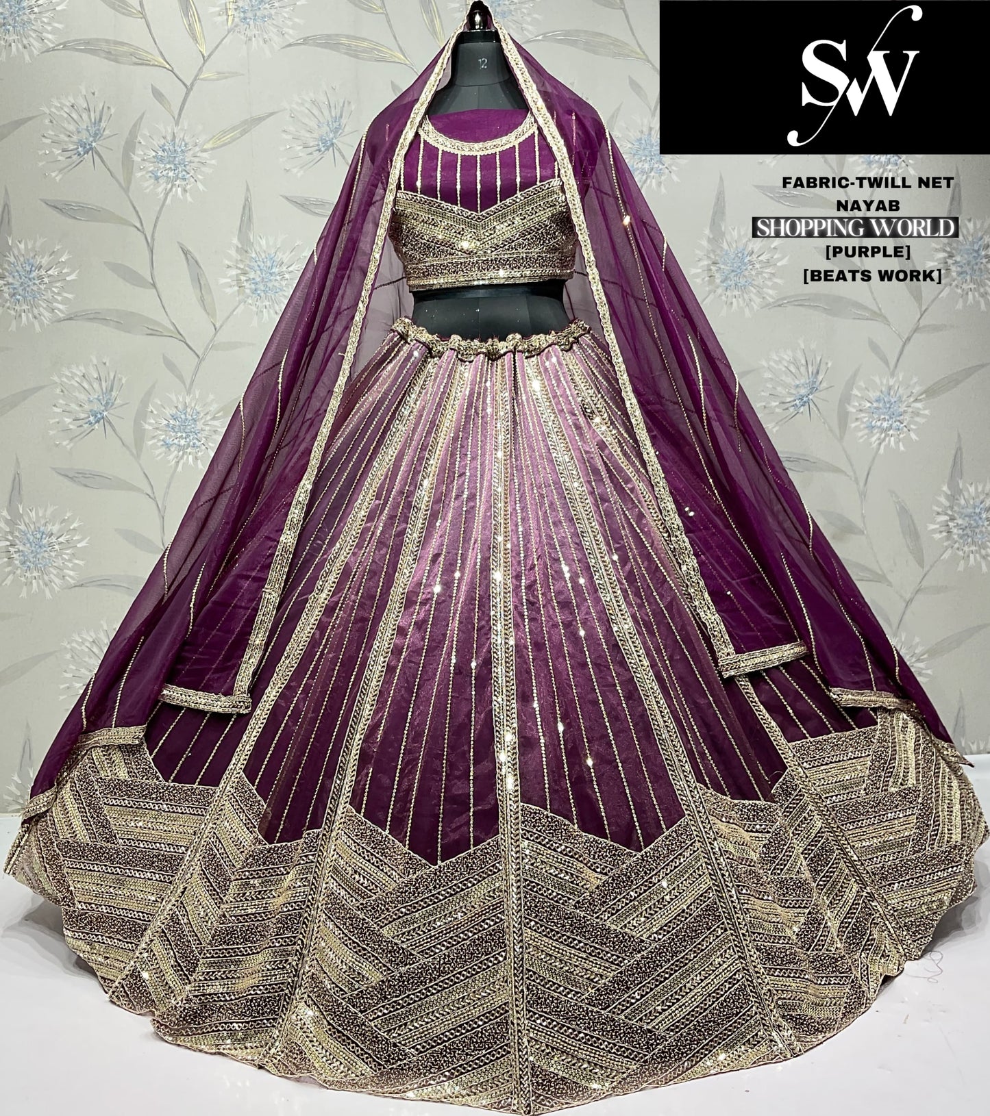 Gorgeous purple Twill Net Lehenga