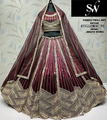 Gorgeous purple Twill Net Lehenga