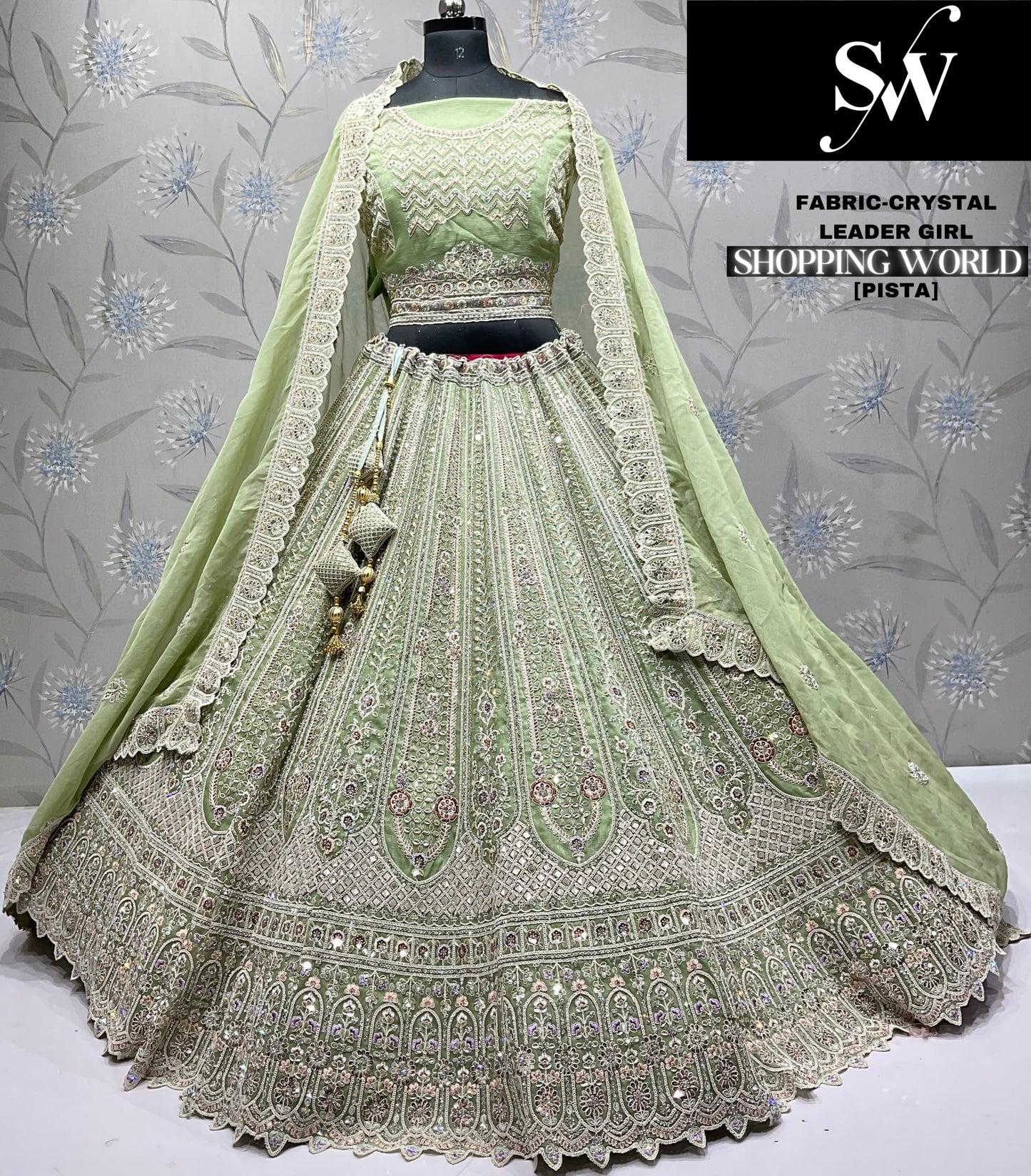 Lavishing pista green Crystal Leader Lehenga