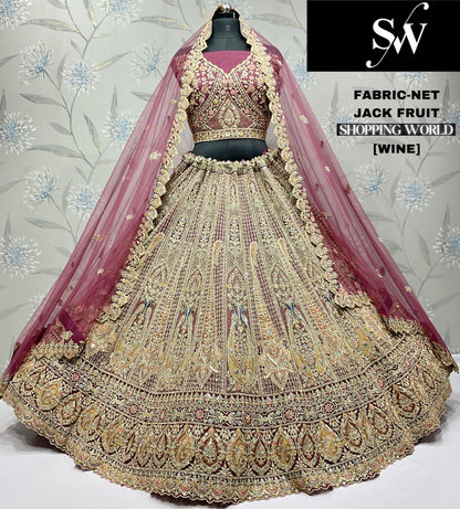 Pretty wine Net Lehenga