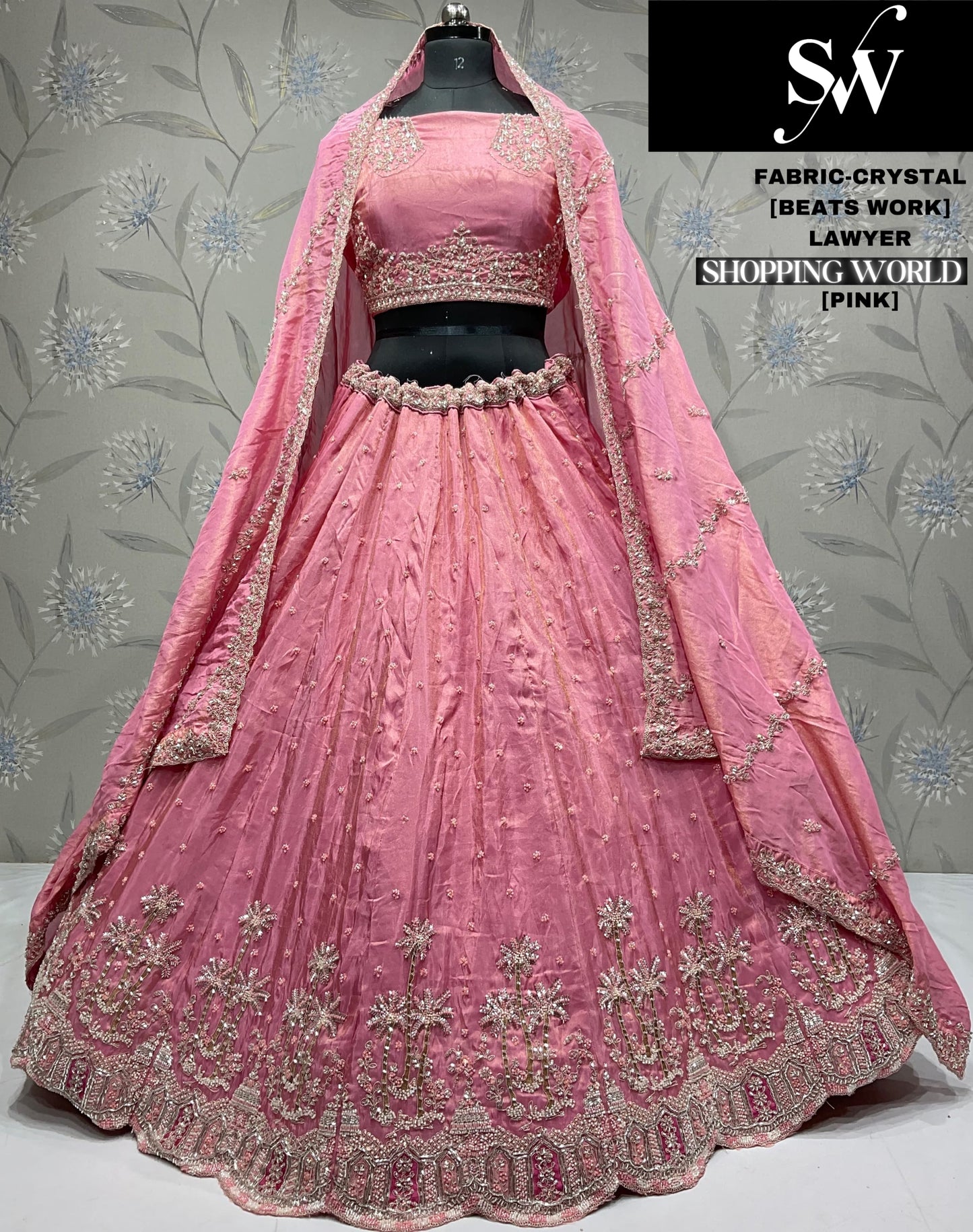 Lovely pista green Lehenga Crystal fabric