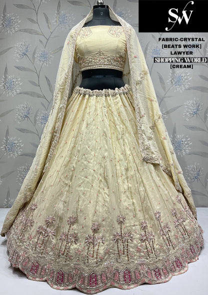 Lovely pista green Lehenga Crystal fabric