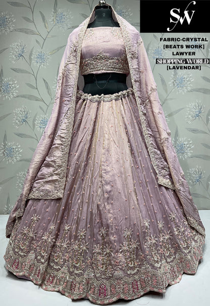 Lovely pista green Lehenga Crystal fabric