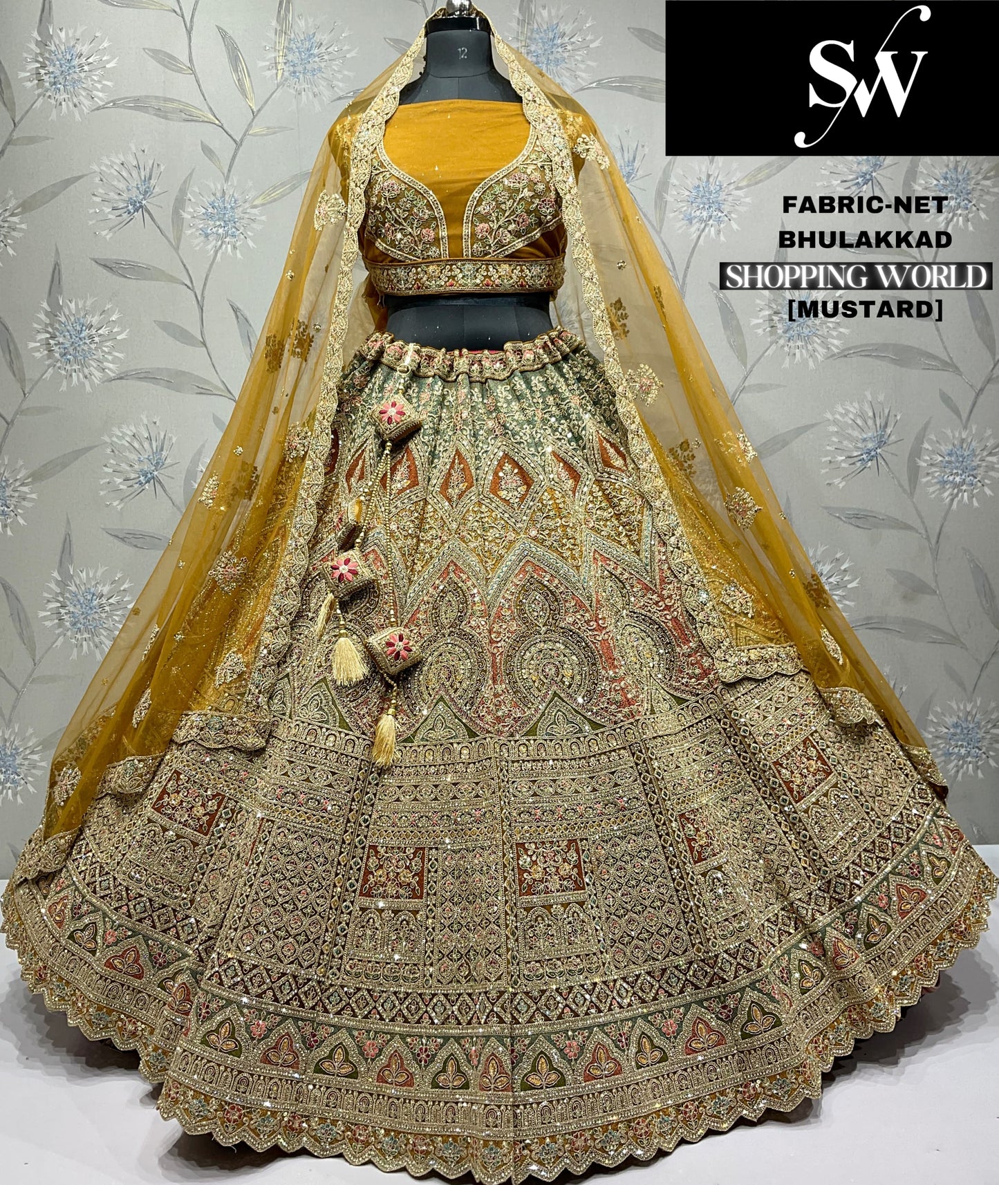Good looking Mustard Net Lehenga