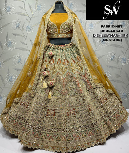 Good looking Mustard Net Lehenga