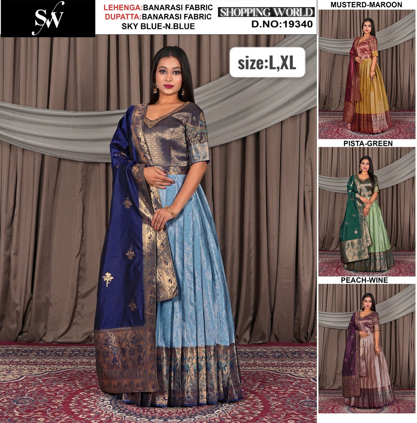 Gorgeous sky blue Banarasi Lehenga