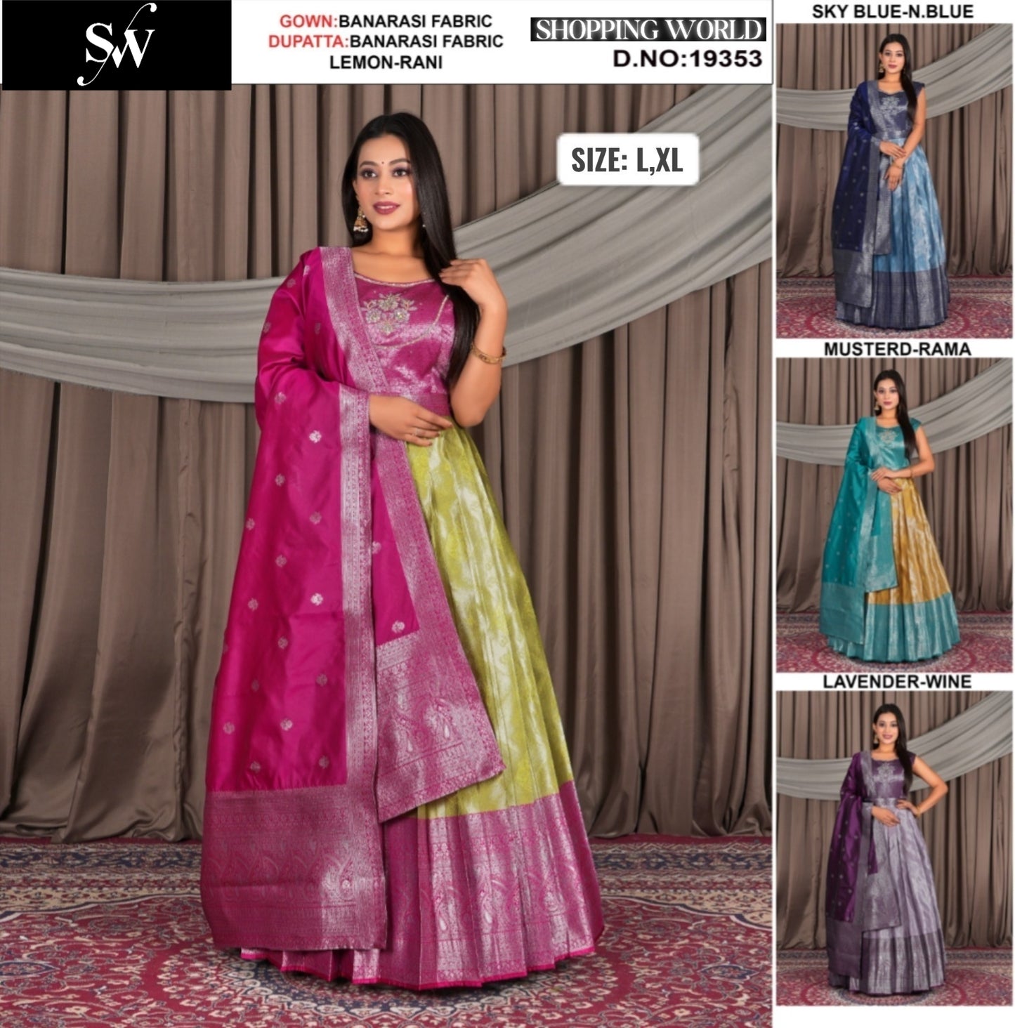 Lavishing Lemon rani Banarasi Lehenga