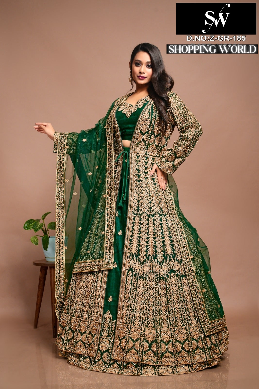 Glamorous green Peplum long Dress Farshi Gaharara Bridal Dress Muslim Special