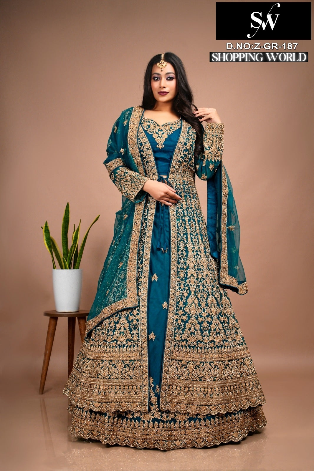 Good looking Navy blue Peplum long Dress Farshi Gaharara Bridal Dress Muslim Special