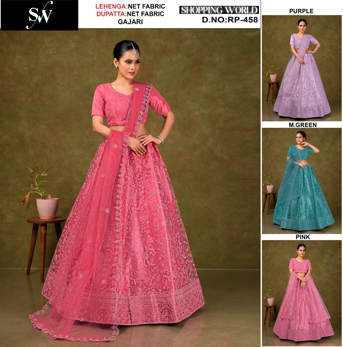 Lovely Gajri pink Net Lehenga