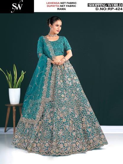 Designer Mosh Lavender lilac Net Lehenga