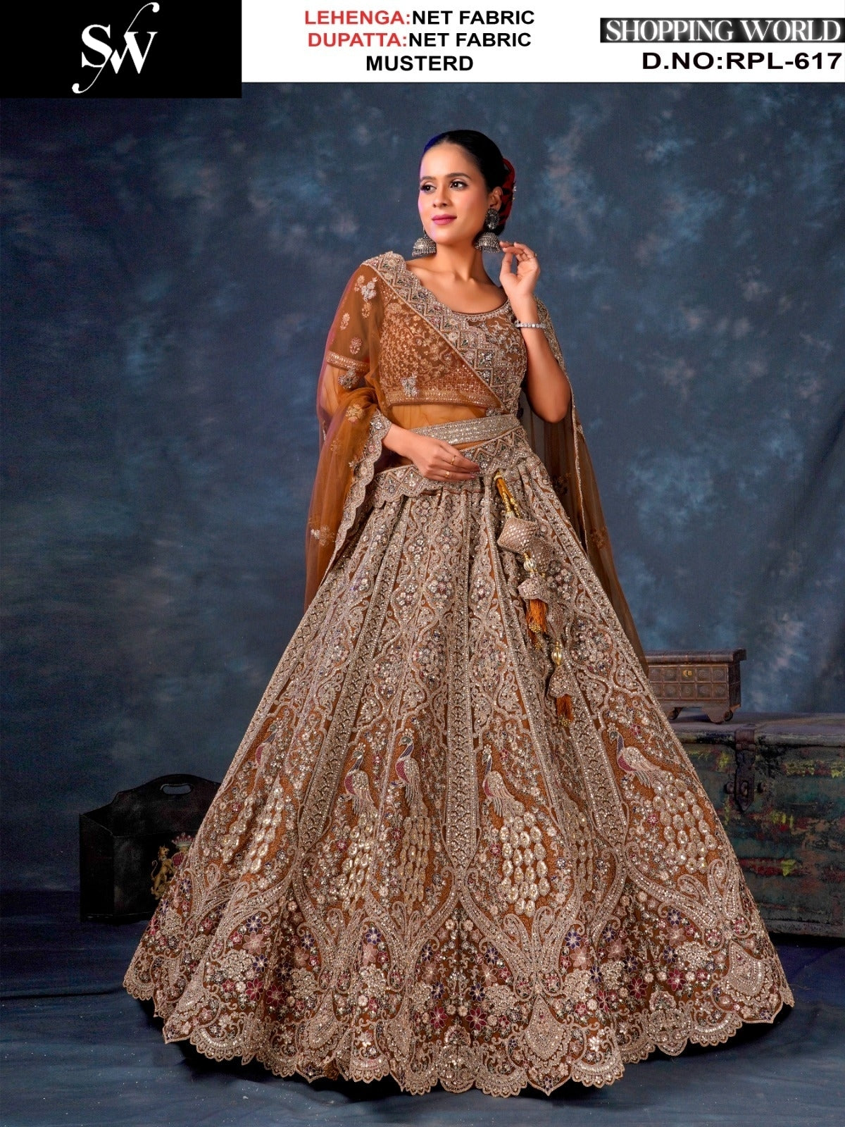 Glamorous pink peacock Net Lehenga