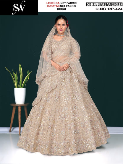 Designer Mosh Lavender lilac Net Lehenga