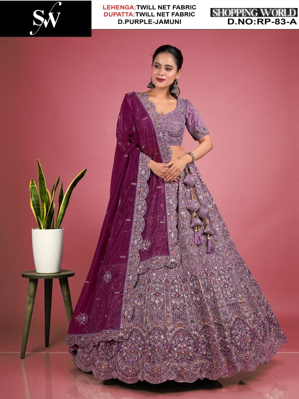 Blockbuster Chiku maroon Twill Net Fabric Lehenga