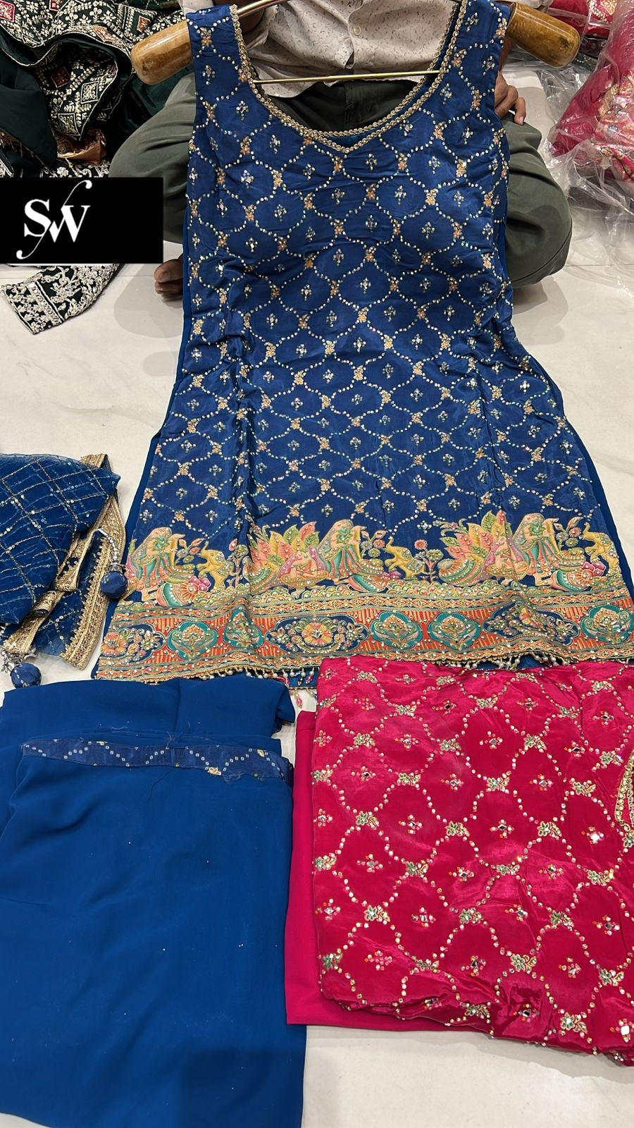 Lavishing Navy blue Shrug dress stitched suit ready to wear